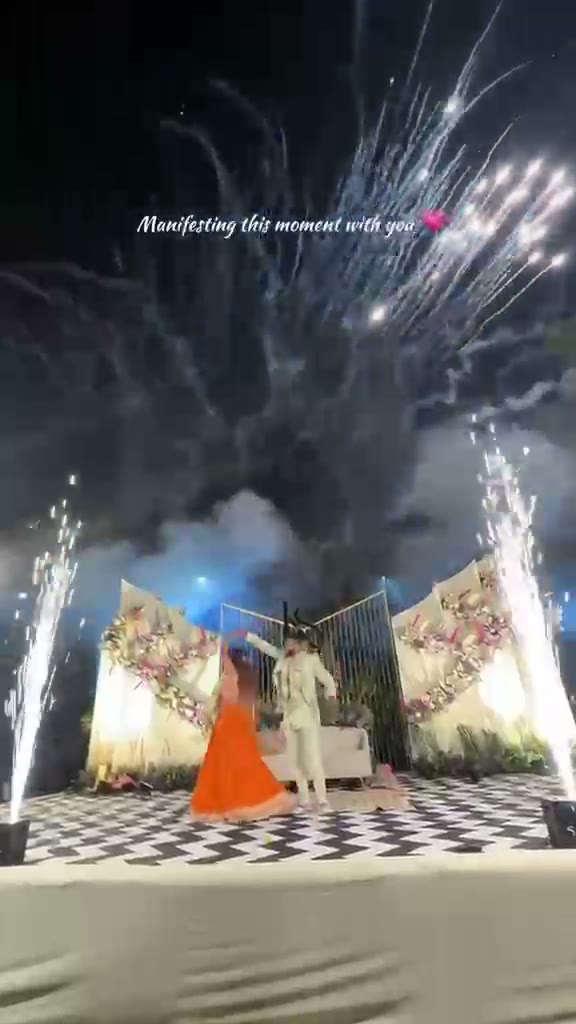 Fireworks at a wedding stage