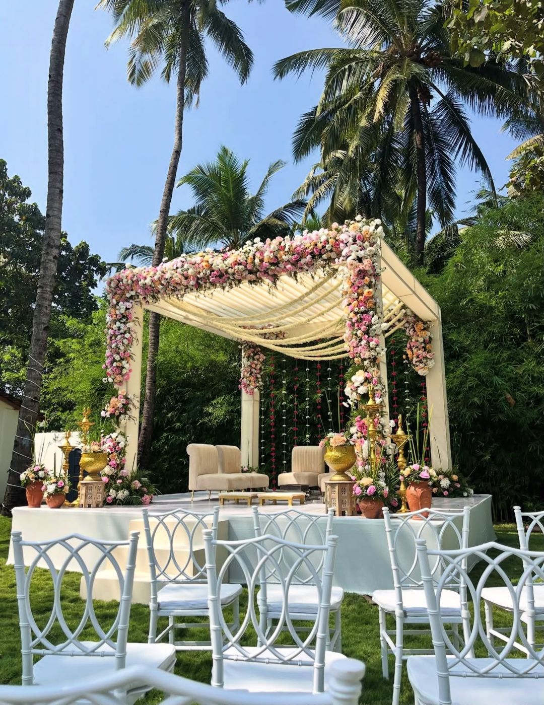 Floral garden mandap decor